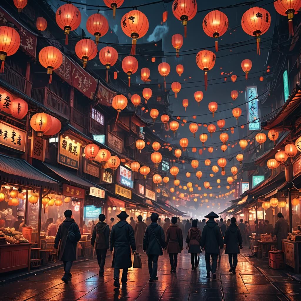 Chinatown Night Market: Fantasy Concept Art