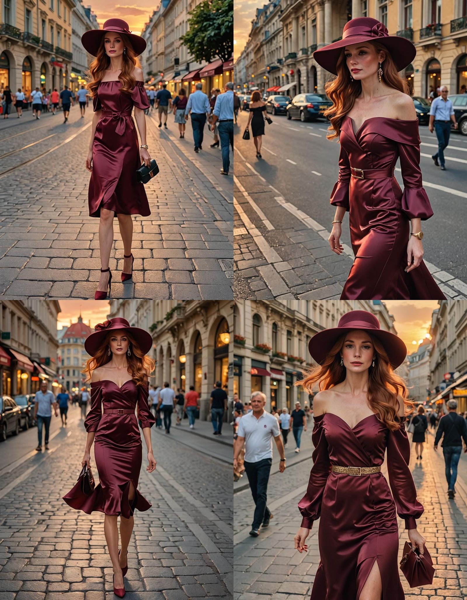 Stylish Lady with Hat in Vienna, Hyper-Realistic Rendering