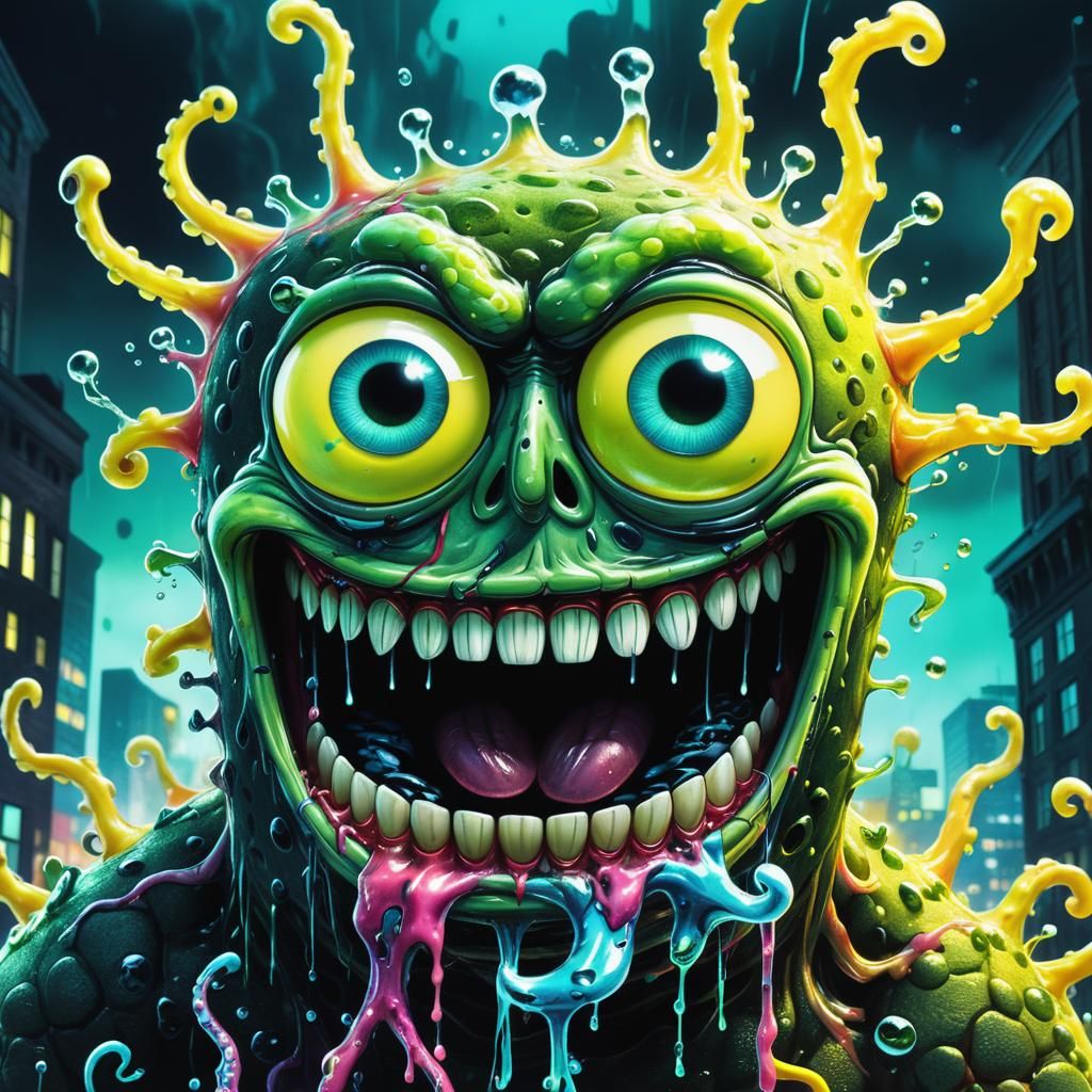 Nightmarish SpongeBob Venom Fusion: Comic Book Concept Art