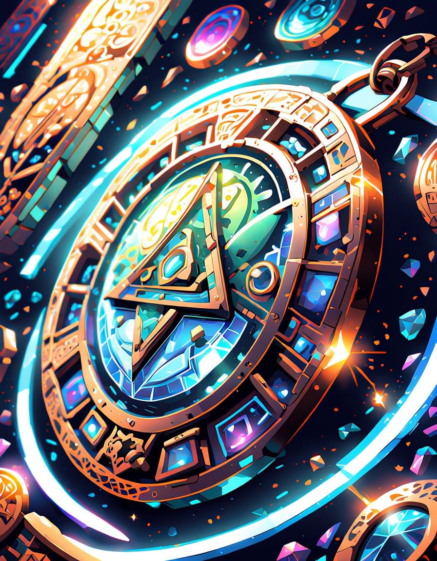 Ancient Artifact Glowing with Inner Light in Anime Style