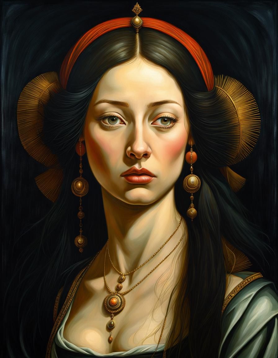 Miserable Woman in Matte Oil Painting Style