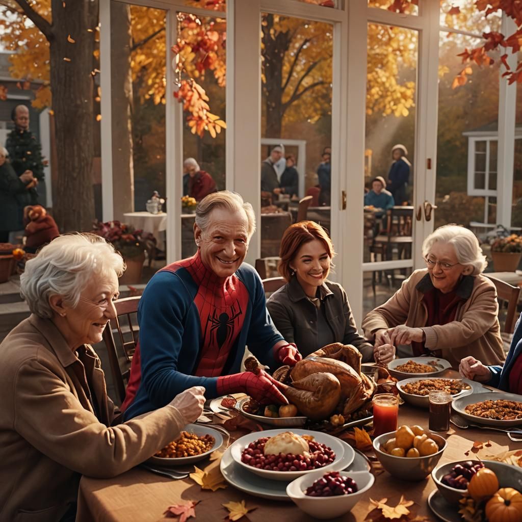 Spiderman's Thanksgiving: A Cozy Family Portrait