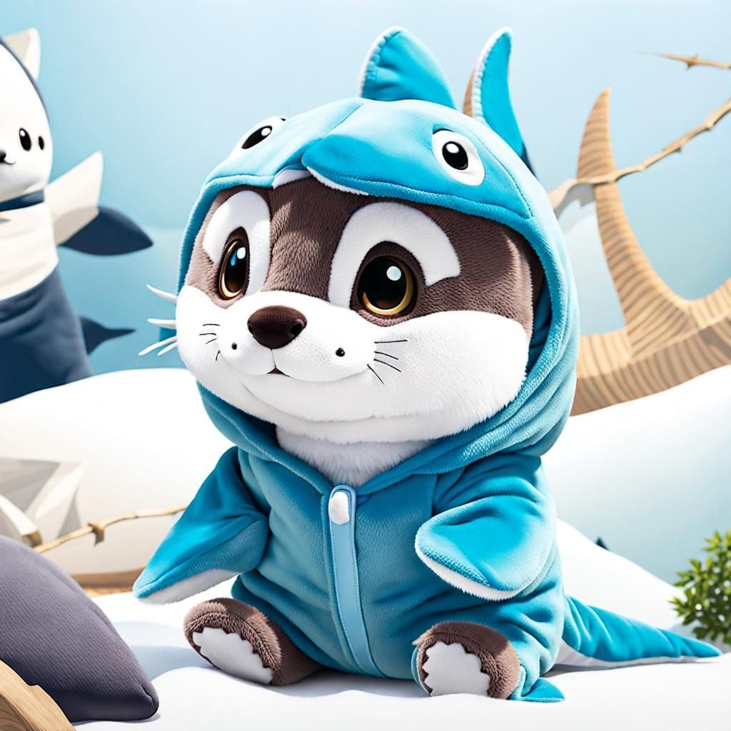 Baby Otter in Shark Costume: A Heartwarming Plushie