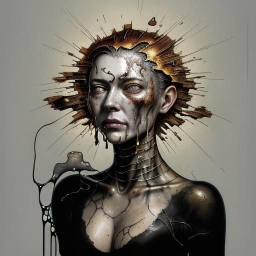 Metallic Woman's Face in Claymation Style