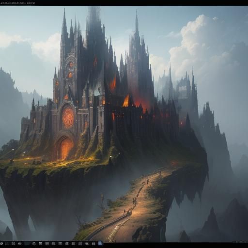 Fantastical Castle on Hill in Detailed Matte Painting