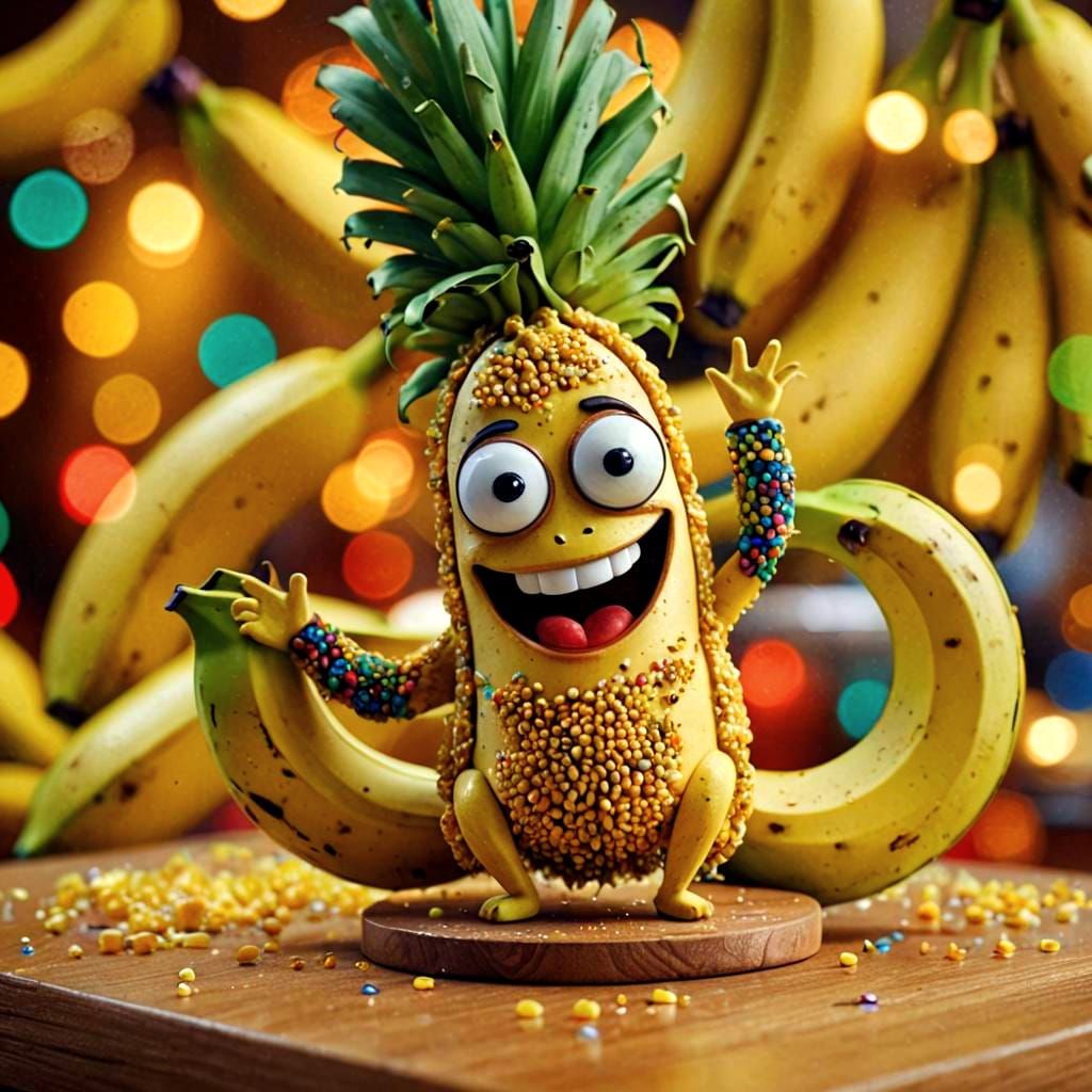 Happy Banana Dancing: Hyperrealistic Detailed Photography
