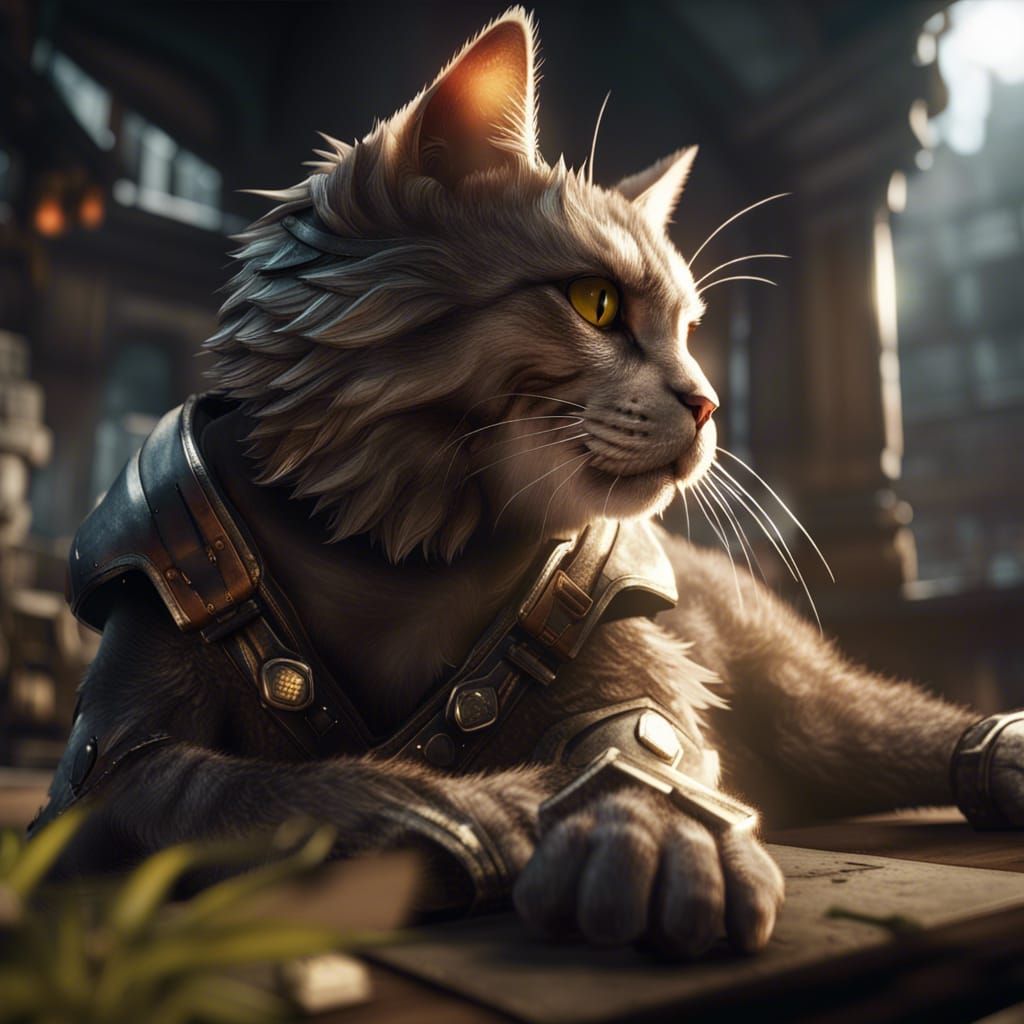 Cat in 3D Game Cinematic Style