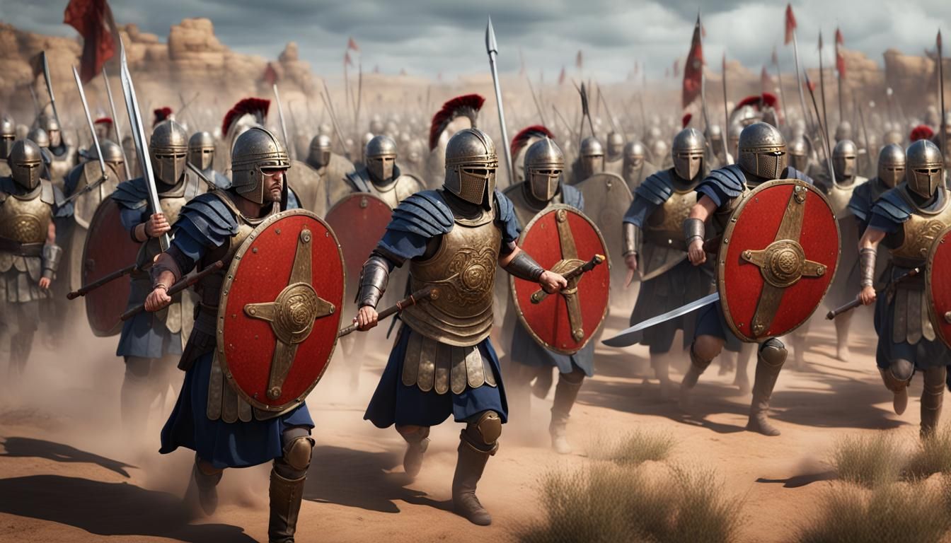 Roman Legionnaires in Battle Formation, Detailed Matte Paint...