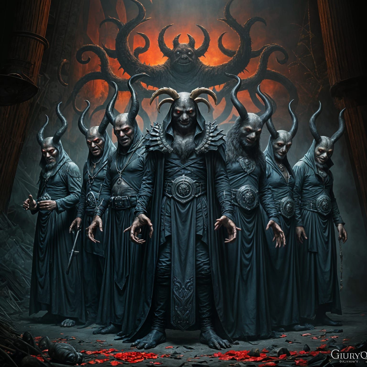 Vices of Human Nature in Dark Renaissance Style