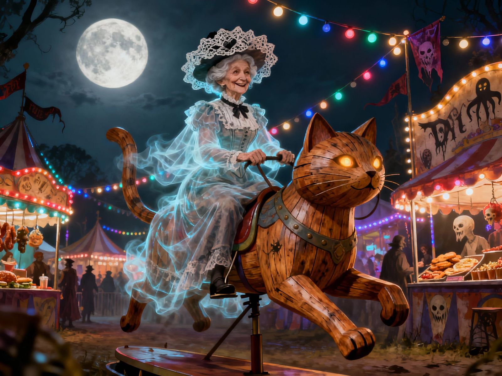 Victorian Ghost Rides Giant Cat Carousel