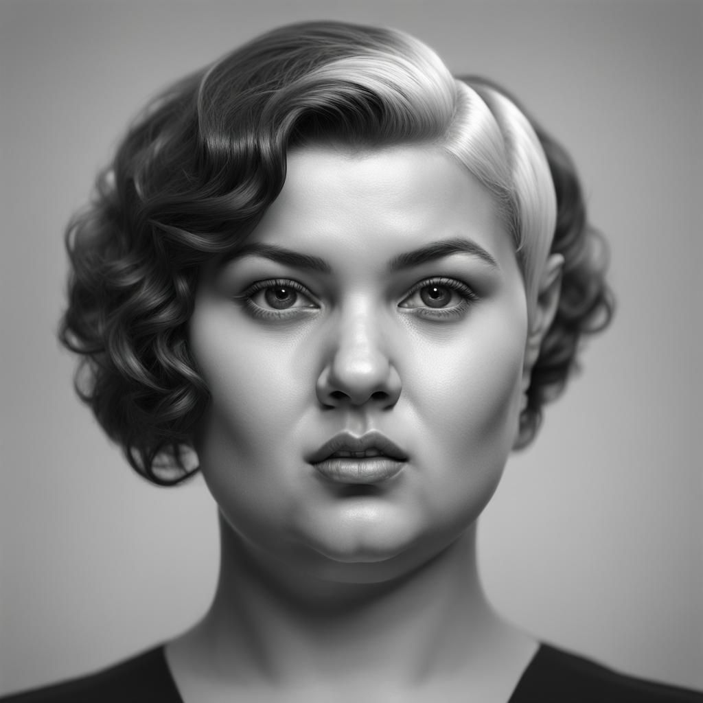 Retro B&W Portrait of Woman with Short Hair