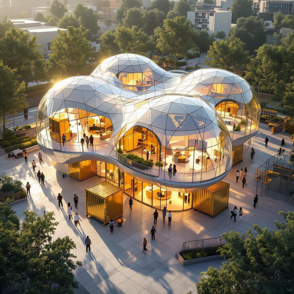 Futuristic Nomadic Cultural Hub in Urban Park