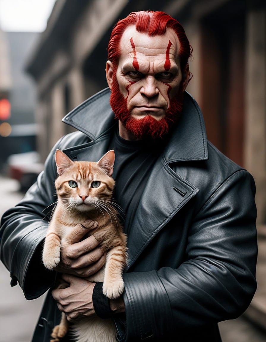 Hellboy and Kitten: Comic Book Style