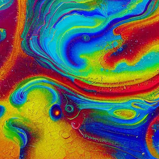 Surreal Melting Shapes in Dreamlike Oil Painting