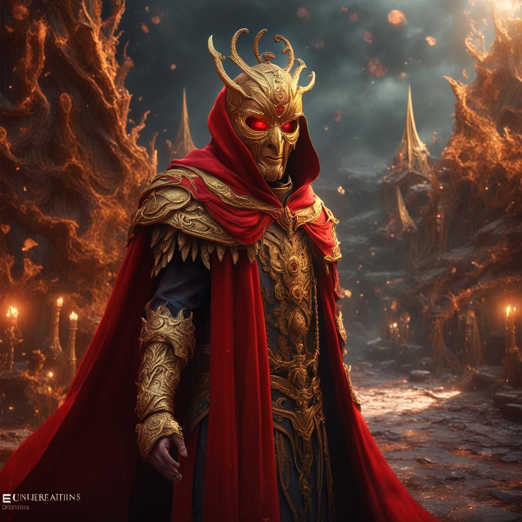 Golden Masked Spirit in Red Cloak