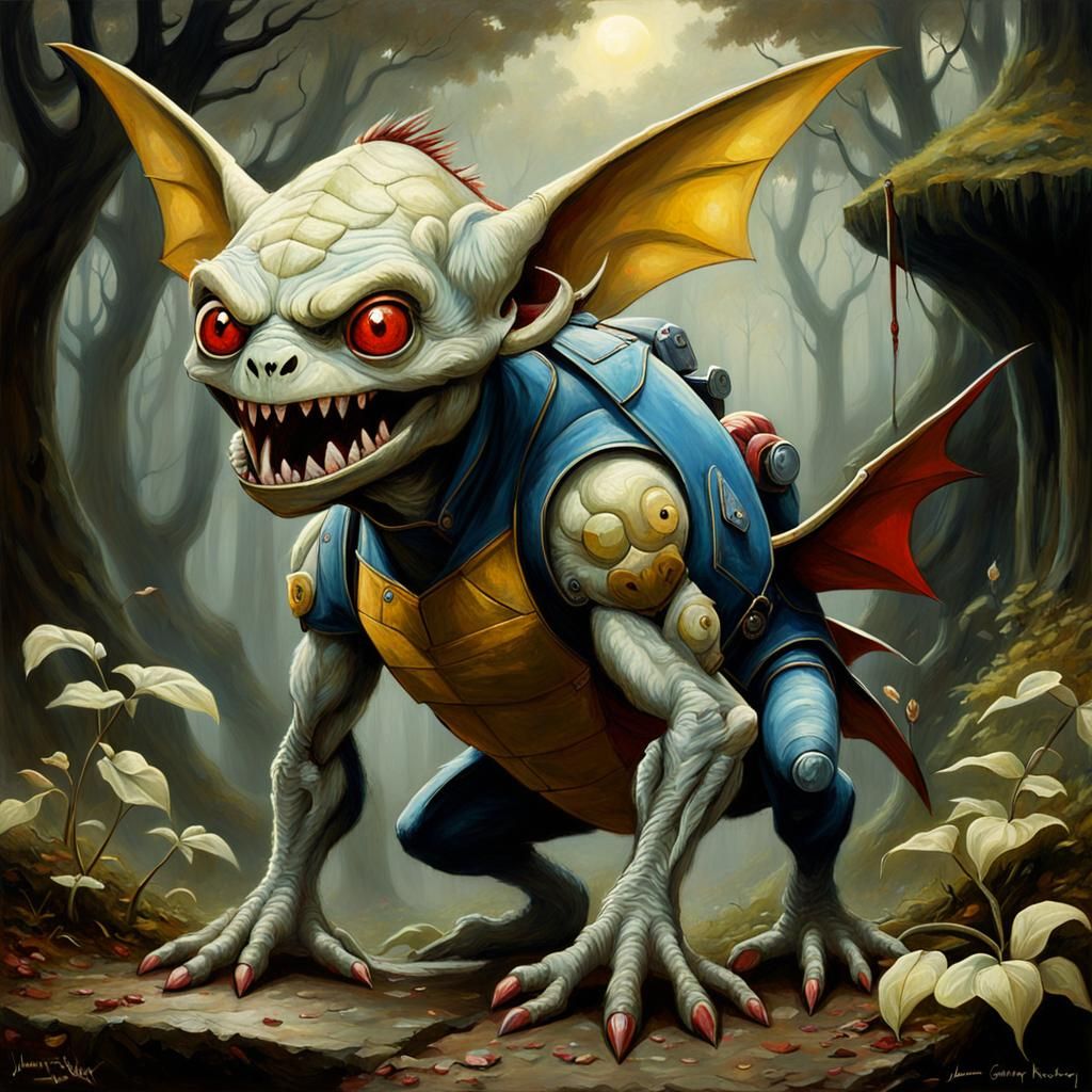 Vampire Goblin Pokémon Hybrid in Oil Painting Style