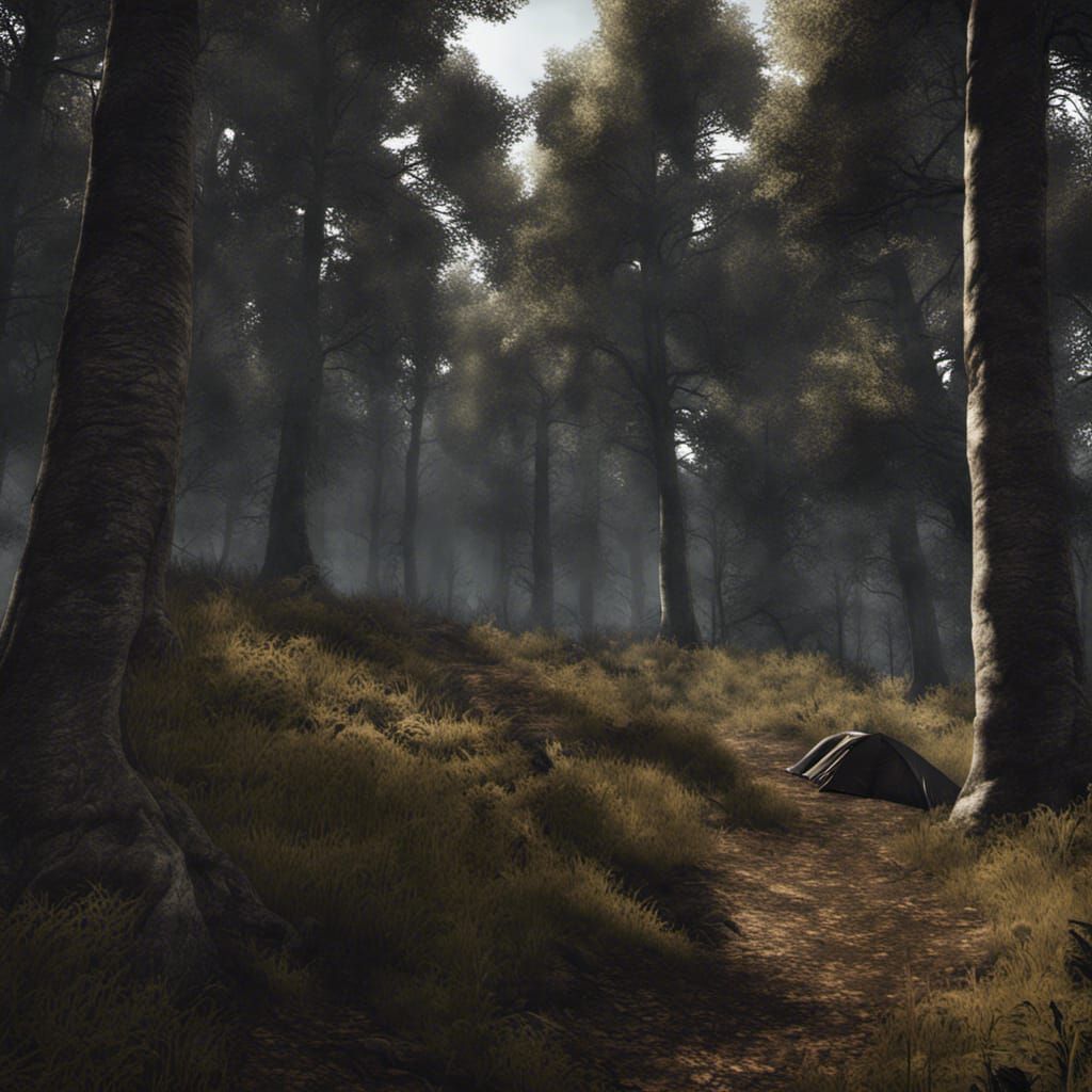 Dense Forest Game Art with Moody Lighting