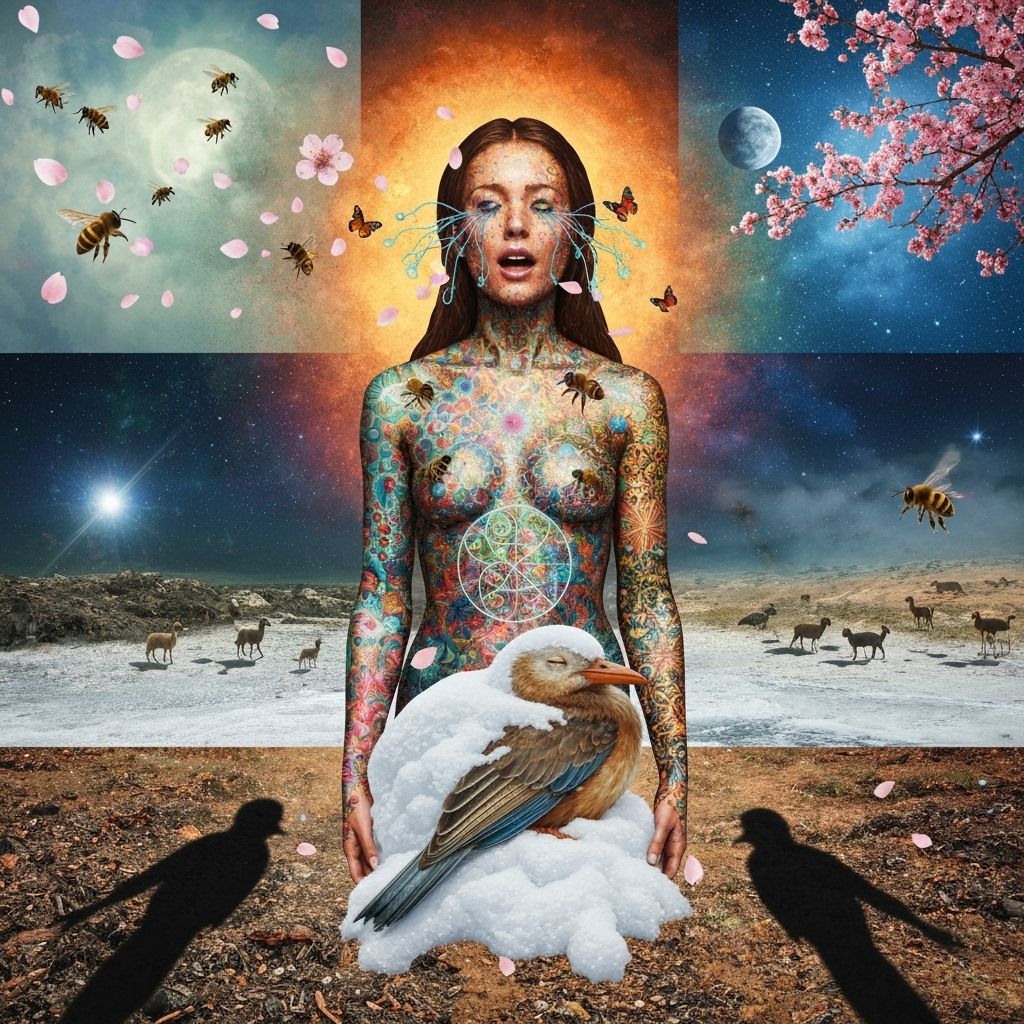 Mystical Bio Art Collage of Exile Rebel in Moonlit Forest