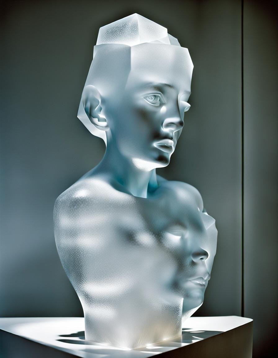 Modern Cubist Ice Sculpture in Frenetic Geometric Forms