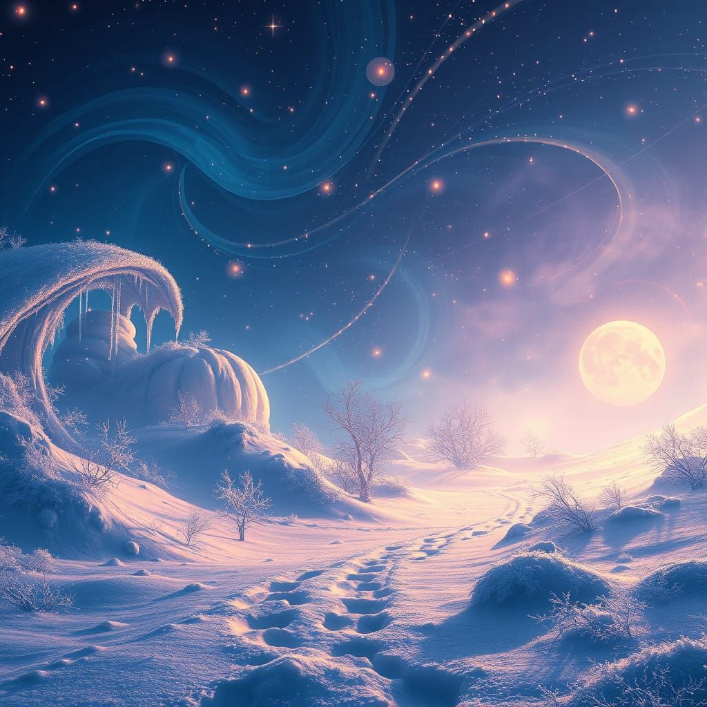 Winter Wonderland Scene in Vibrant, High-Contrast 8K