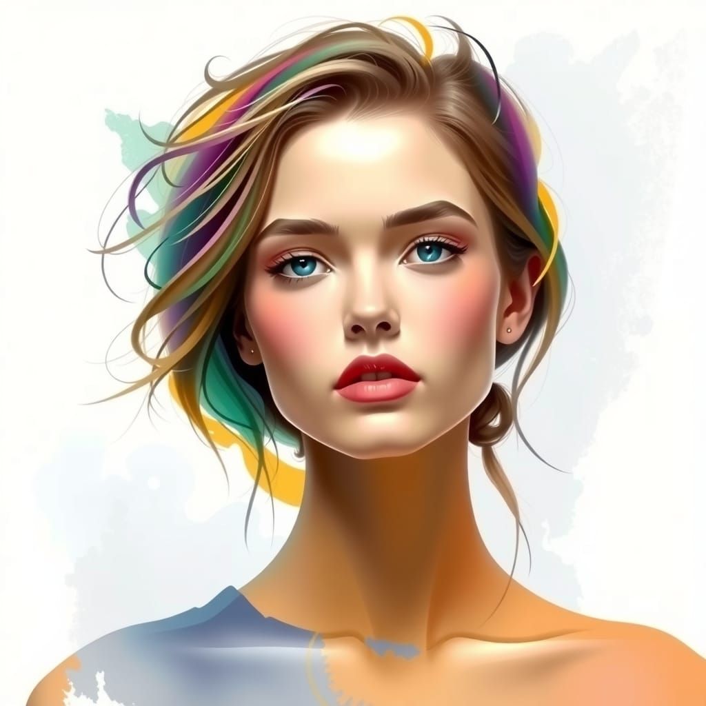 Vibrant Colors Evoke Ethereal Beauty in Young Woman