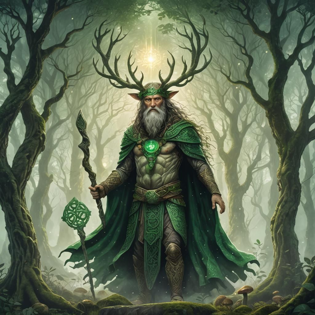 Mystical Celtic Druid at Knotwork Portal
