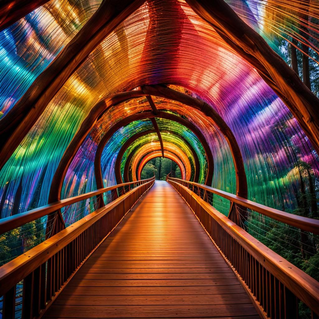 Rainbow Bridge in Blown Glass Art Style