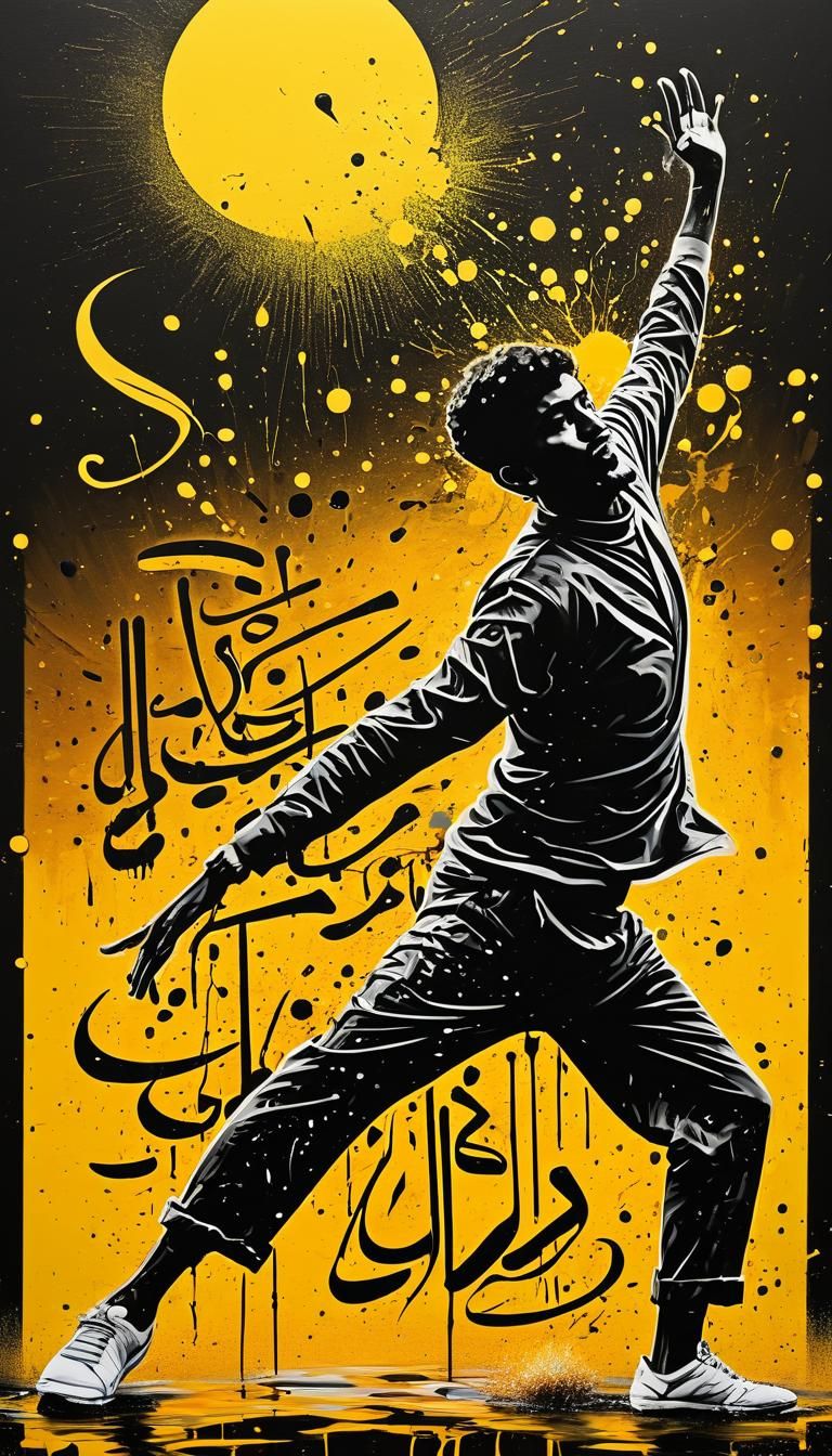 Abstract Arabic calligraphy by Hassan Massoudy, Nile River s...