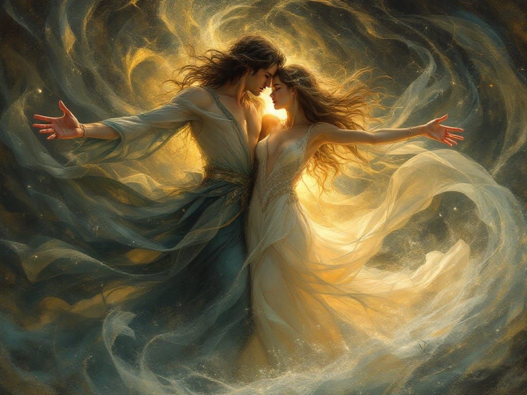 Romantic Dance in Dreamlike Ethereal Scene