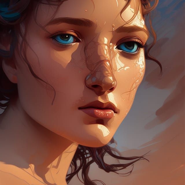Helen of Troy Portrait in Art Nouveau Style