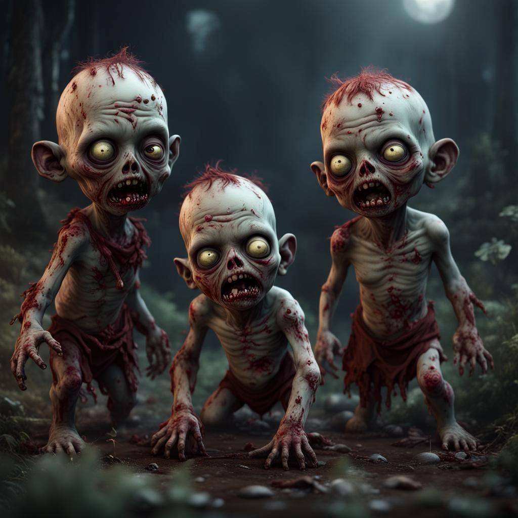 Fantastical Zombie Babies in Detailed Matte Painting