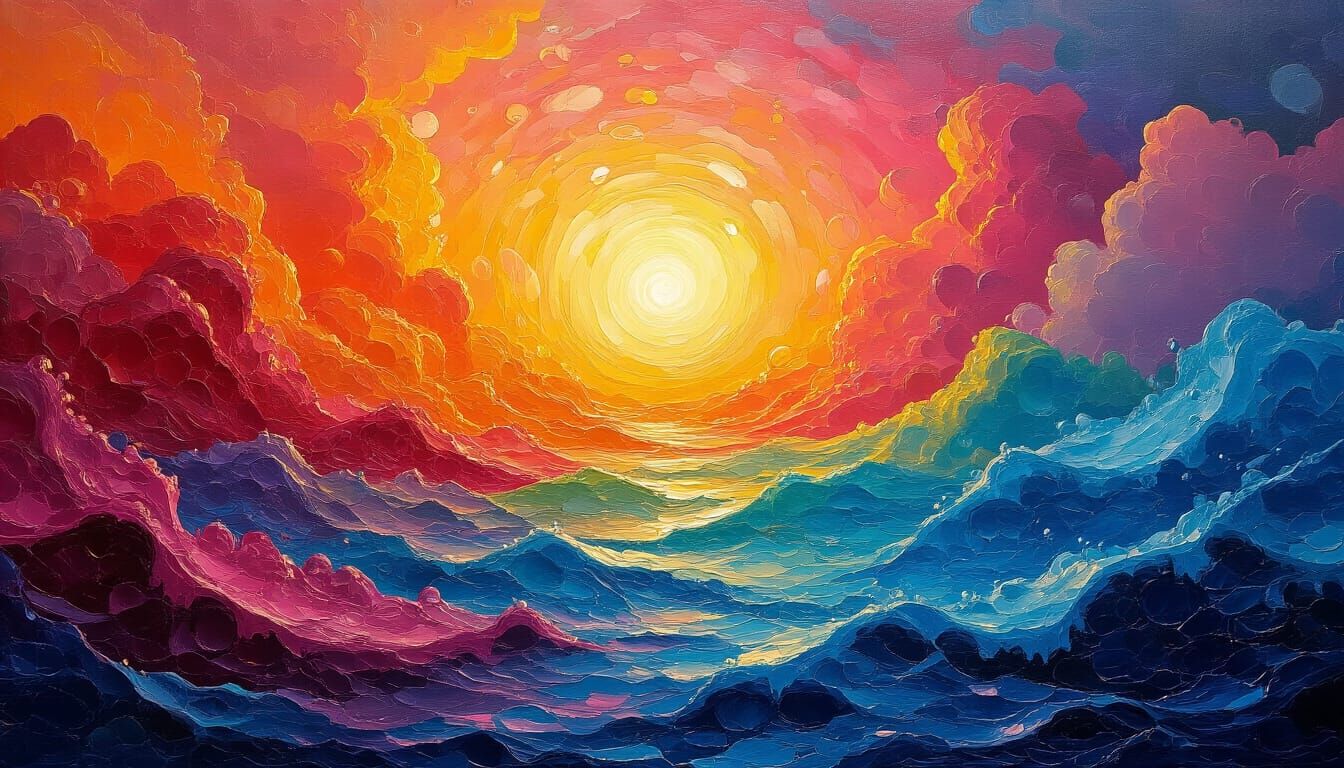 Vibrant Oil Painting with Dreamlike Atmosphere