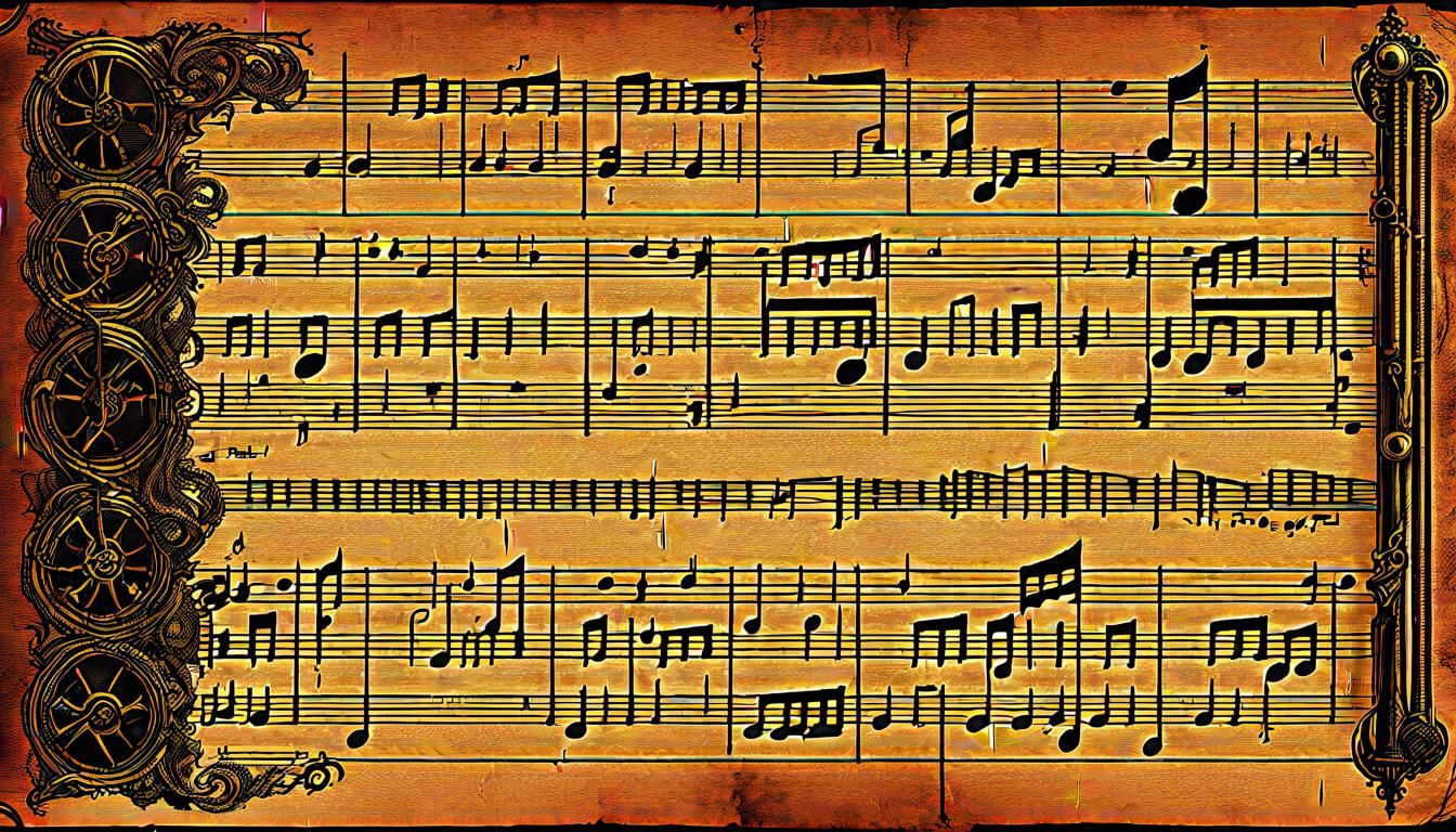 Eerie Steampunk Note with Synthwave Notation