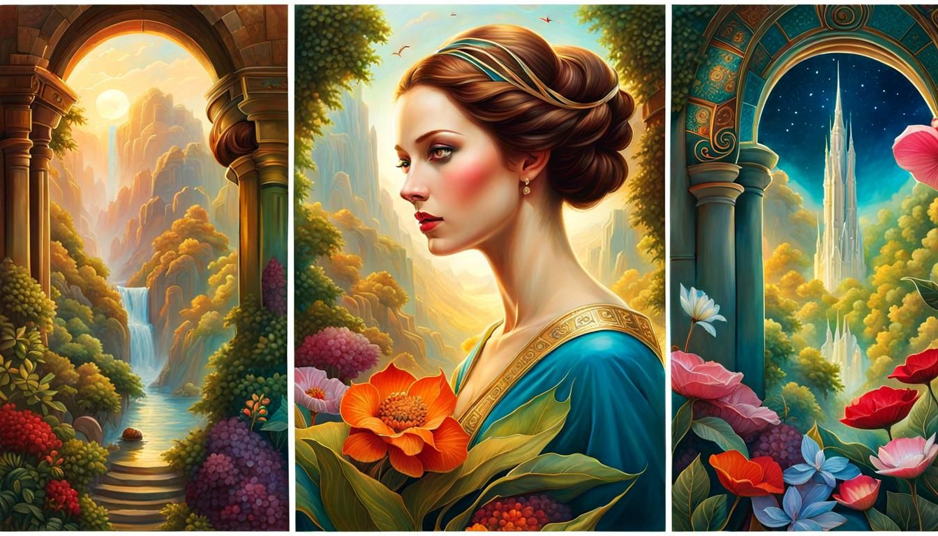 Landscape with Mother of Love in Fantasy Art Style