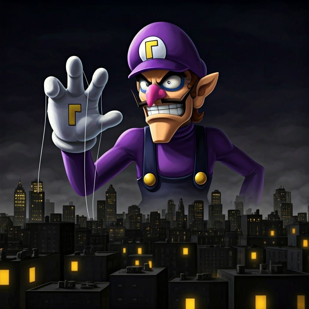 Surreal Cityscape Dominated by a Sinister Figure in Vintage ...