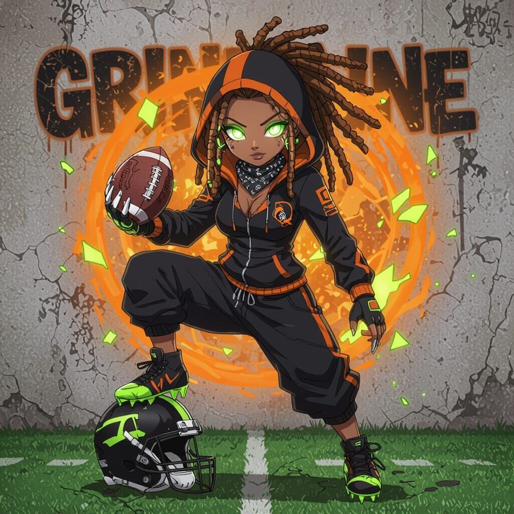 Gridiron Beast Anime Fan in Football Gear