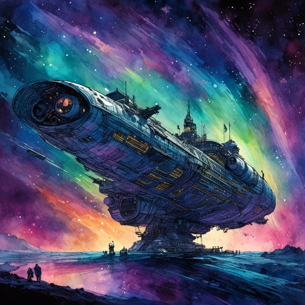 Space Cruiser "Celestial Avenger" At Dock Station