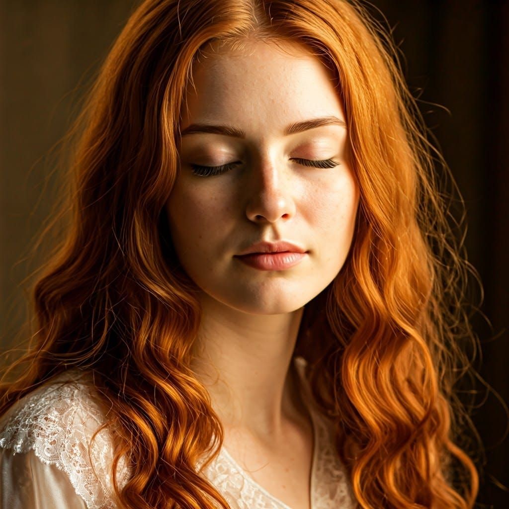 Serene Woman Bathed in Golden Light