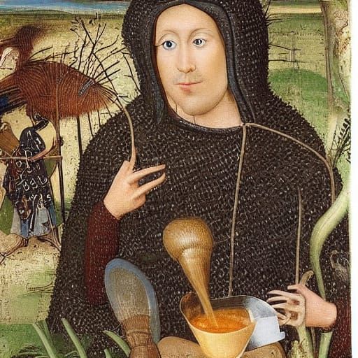 Hedgehog Tries to Get Honey from Hive in Rublev & Bosch Styl...