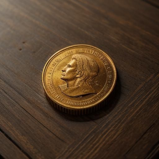 Golden Coin Close-Up: Cinematic Film Still