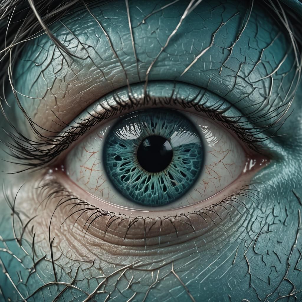 Hyperrealistic Close-Up of a Cyan Eye