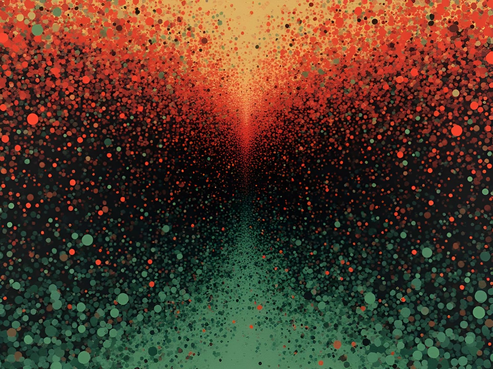 Expressive Poster in Vibrant Dark Green and Red Shades