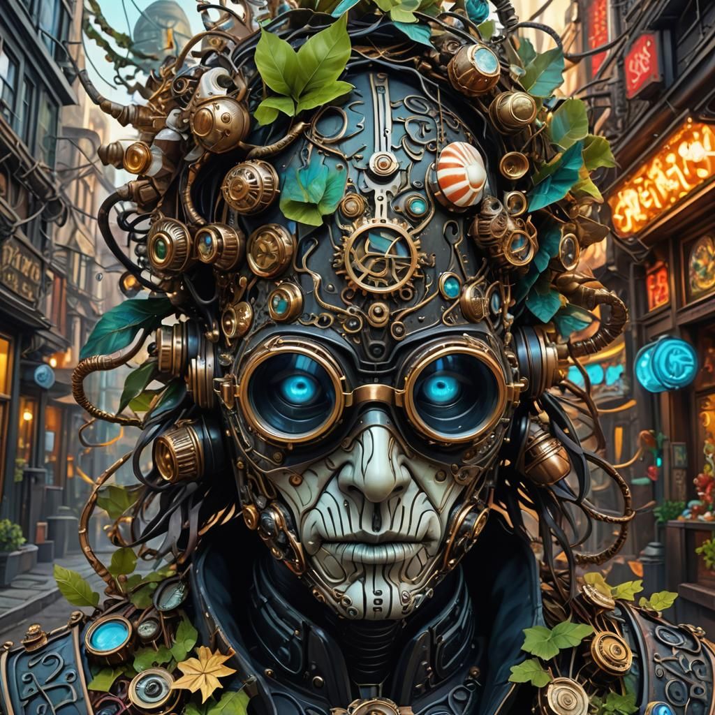 Steampunk Sculpture in Hyperrealistic Digital Art Style