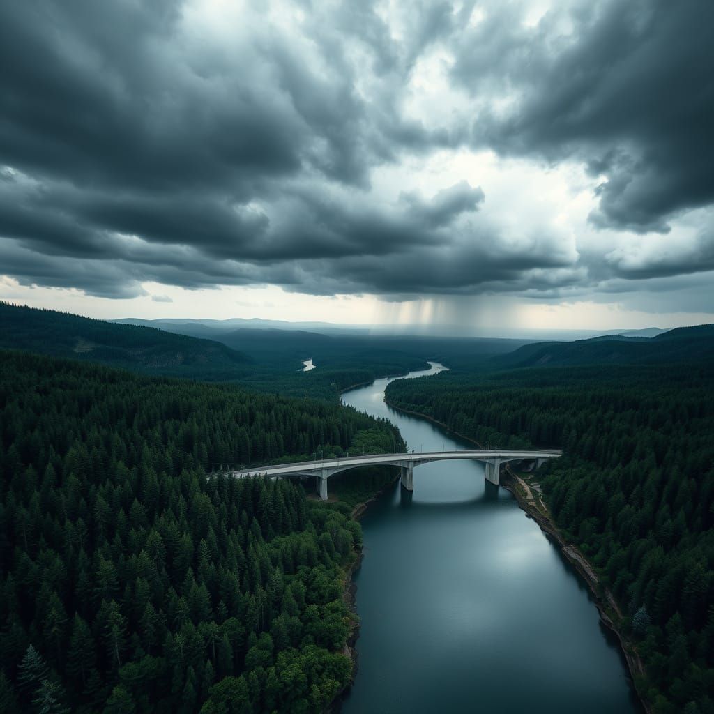 Ethereal Landscape of Serpentine River and Emerald Forest