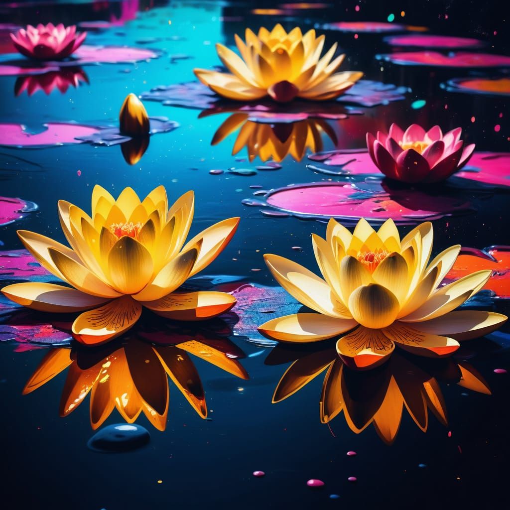 Surreal Lilly and Lotus in Space, Street Art