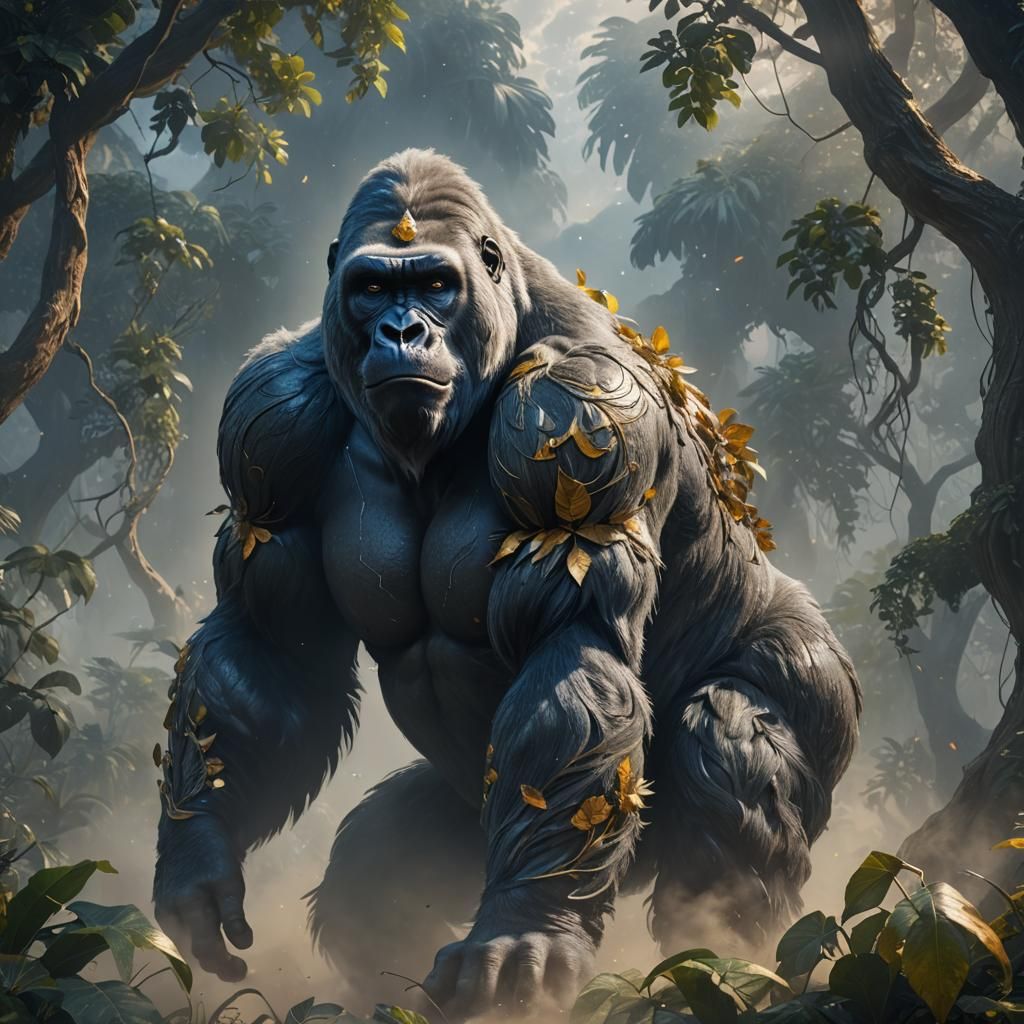 Noble Gorilla Amidst Swirling Mist, Concept Art