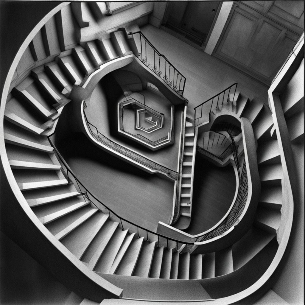Impossible Staircase in Escher Style