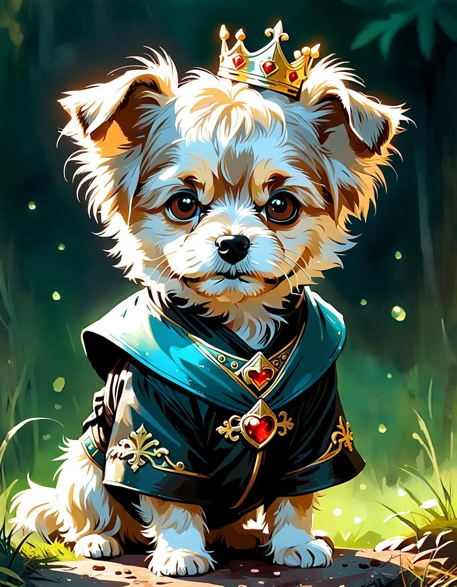Morkie Dog in Princess Costume: Digital Art