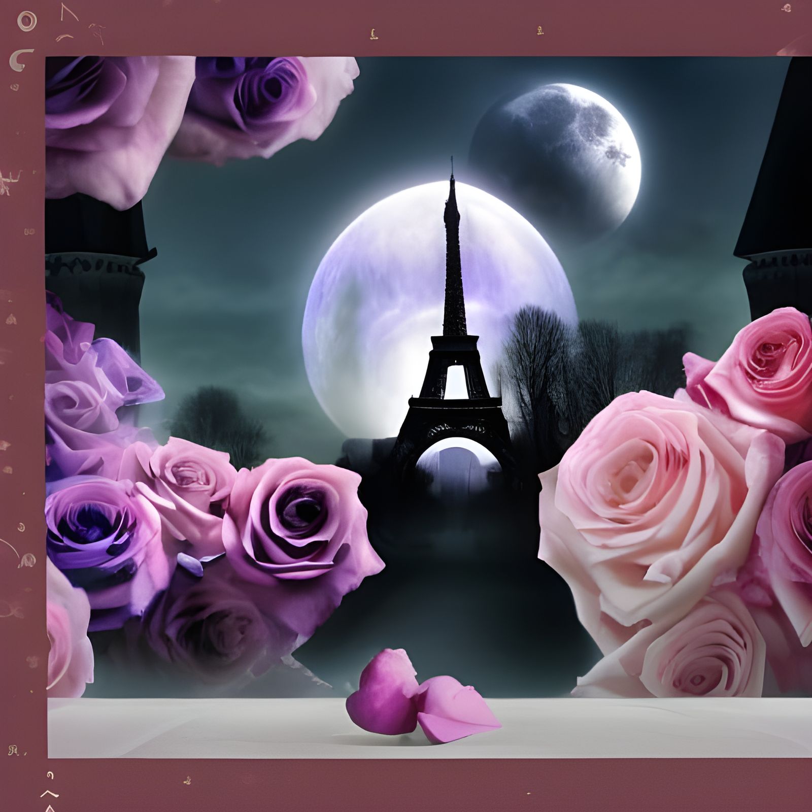 Dream Goth Moonscape with Castle and Roses