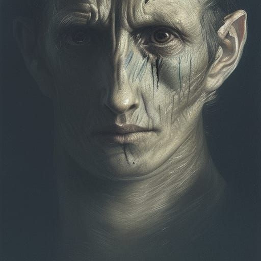 Hyperrealistic Weresnake Teen Portrait in Horror Style